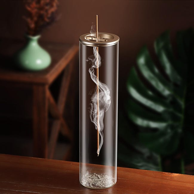 Umgedrehter Räucherstäbchenhalter Mit Metallclip, Glasbehälter Gegen Asche, Aromatherapie-brenner, Gerät, Dekoration Für Zuhause Und Club (rund)