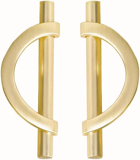 Set Aus 2 Gebürsteten Gold-schrankgriffen, Küchenschrankbeschläge, Halbmondförmige Schrankgriffe Für Kleiderschränke, Kommoden Und Schubladen