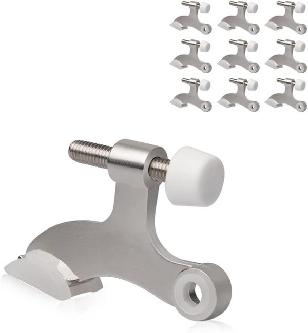 Ein Set Aus 10 Klappbaren Türstoppern – Robust, Verstellbar, Mit Gummifüßen, Silberfarben