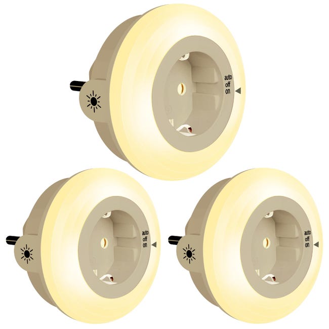 Nachtlicht Zum Einstecken, Drehschalter Mit Drei Modi (3er-pack), Warmweiße Led