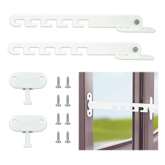 2-teiliger Fensterbegrenzer Für Drehkippfenster, Fensterstopper Zur Regulierung Der Fensteröffnung, Fensteröffnungsbegrenzer Mit Schrauben, Weiß