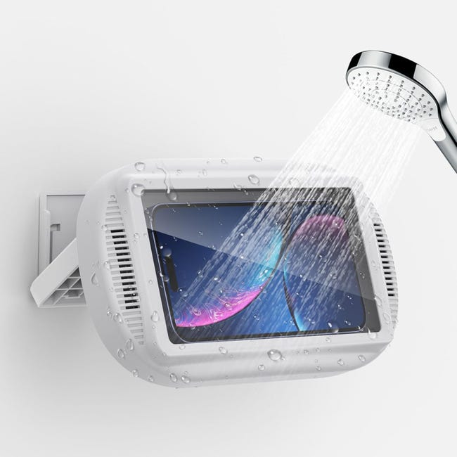 (weiß) Ipx6 Wasserdichte Dusch-handyhalterung, [360° Drehbar & 120° Verstellbar] Abnehmbare Handyhülle Fürs Badezimmer, Beschlagfrei, Hochsensibler Bildschirm