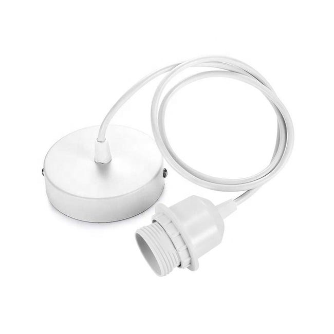Weiße Deckenleuchte Mit 100 Cm Kabel, E27-fassung Und Deckenhalterung