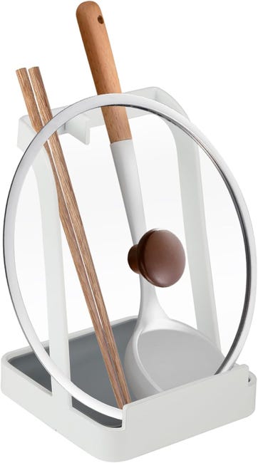 Multifunktionaler Weißer Deckelhalter, Löffelorganizer Und Deckelhalter Für Edelstahlpfannen, Minimalistisches Design (1 Stück)