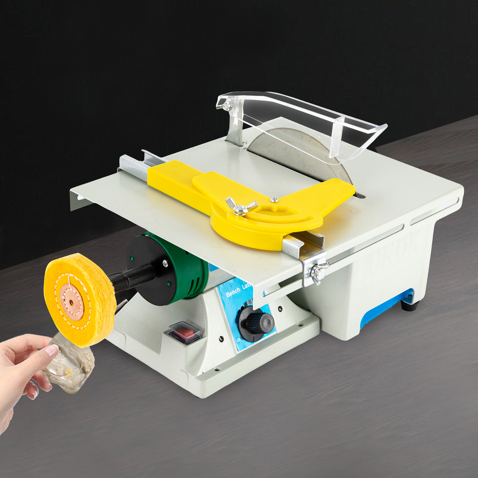 Yissale-mini Tischschleifer / Poliermaschine 320w 220v - Bank Grinder Zum Schneiden, Polieren, Bohren, Gravieren Von Jade, Metall, Holz, Diy