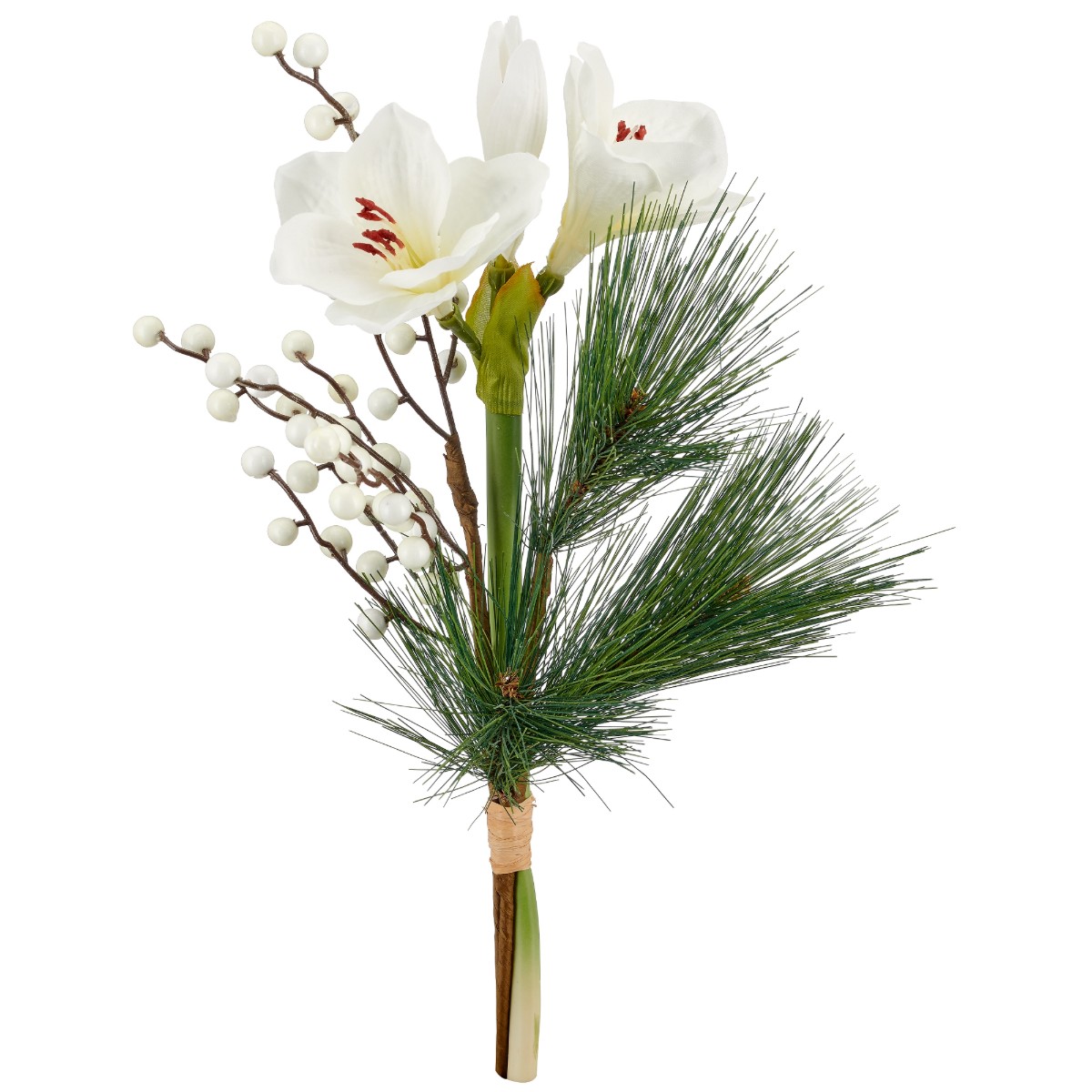 Gasper Strauß Mit Amaryllis & Beeren 48 Cm Weiß - Kunstpflanze