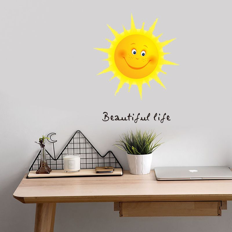 Wandtattoo „lächelnde Sonne – Schönes Leben“, Dekorativer Wandaufkleber Für Schlafzimmer, Badezimmer, Küche, Wohnzimmer, Studio