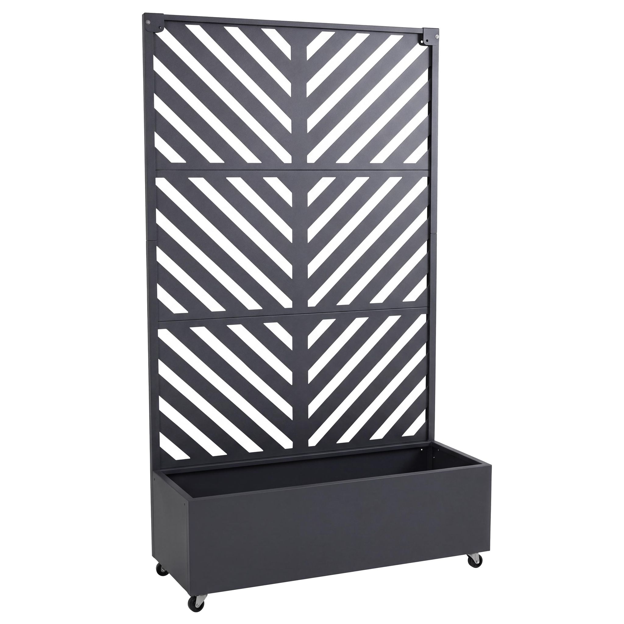 Rankgitter Mit Pflanzkasten Hhg-038, Blumenkasten Pflanzkübel Spalier, Metall 186x108x41cm Anthrazit