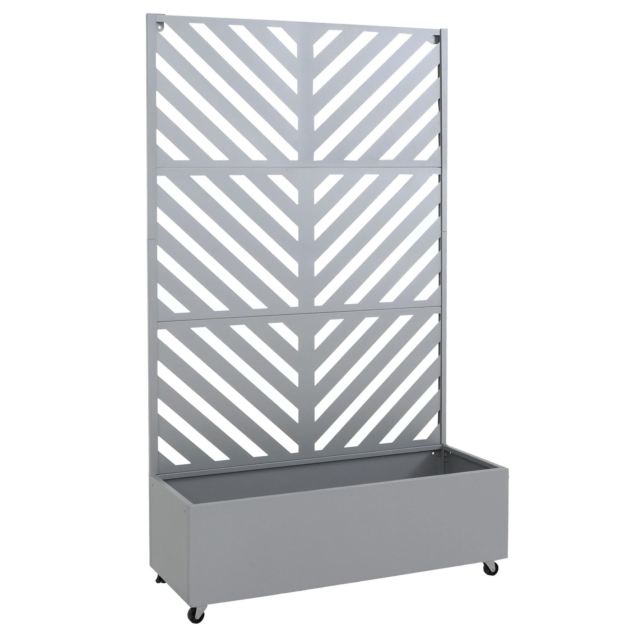[neuwertig] Rankgitter Mit Pflanzkasten Hhg-038, Blumenkasten Pflanzkübel Spalier, Metall 186x108x41cm Grau