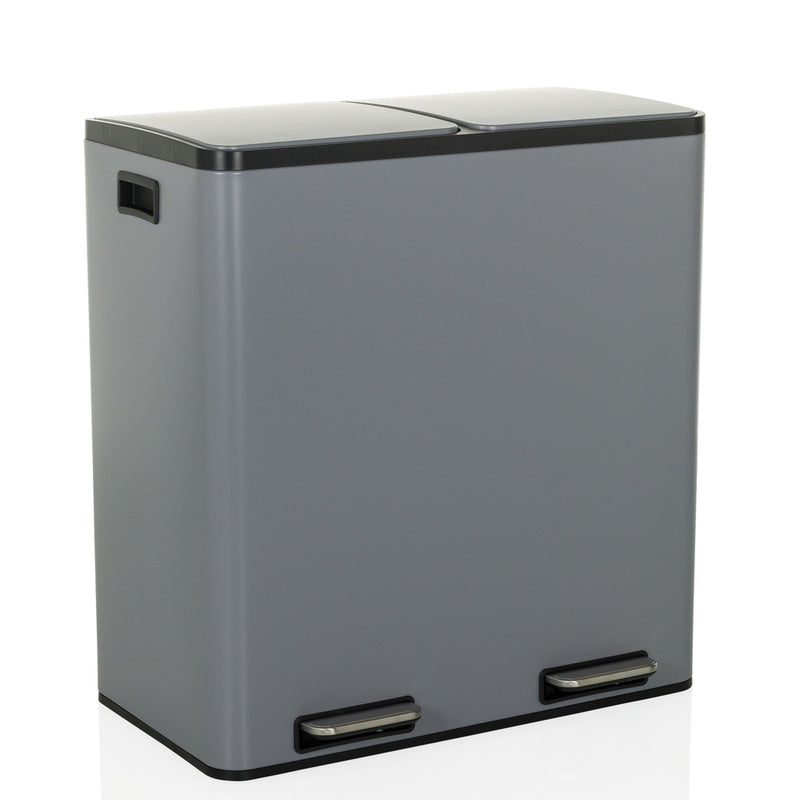 [neuwertig] B-ware Hjh Office Abfallsammler Clean Xiii 60l Grau Stahl Mit Softclose 2x30l
