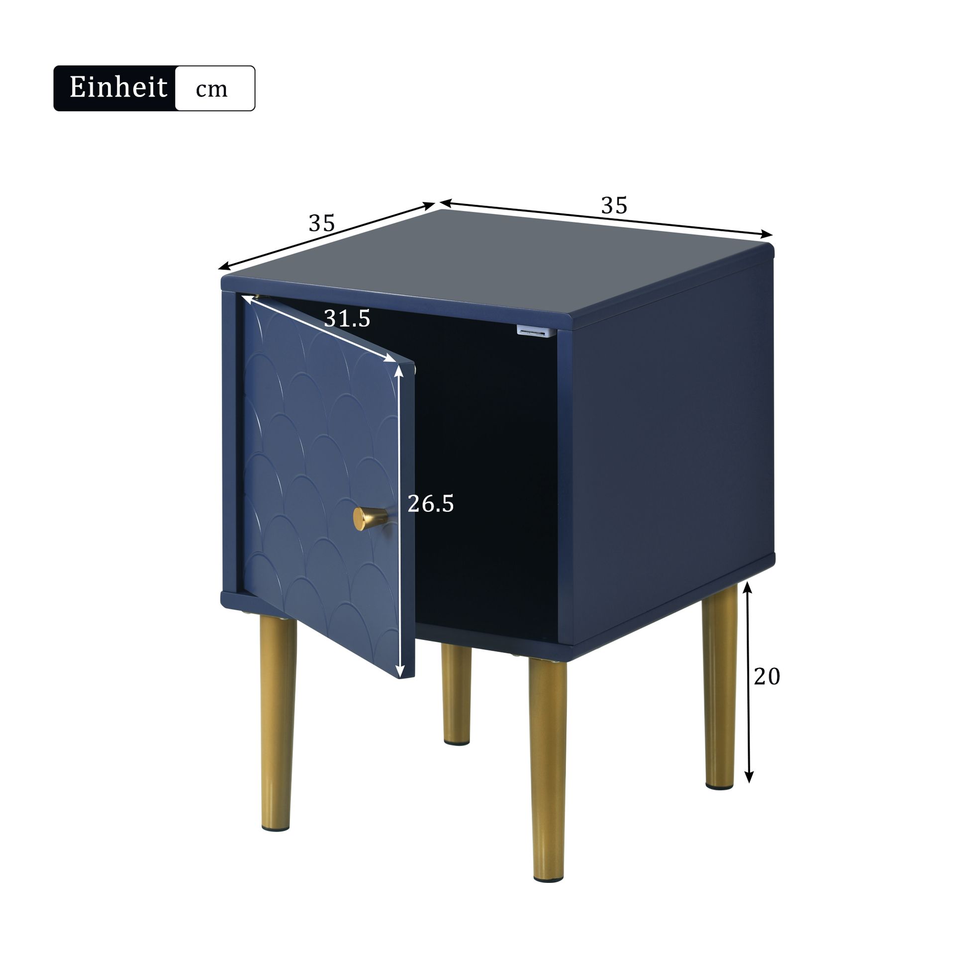 Couchtisch Aus Holz In Navy 35 X 35 X 51 Cm Homaire