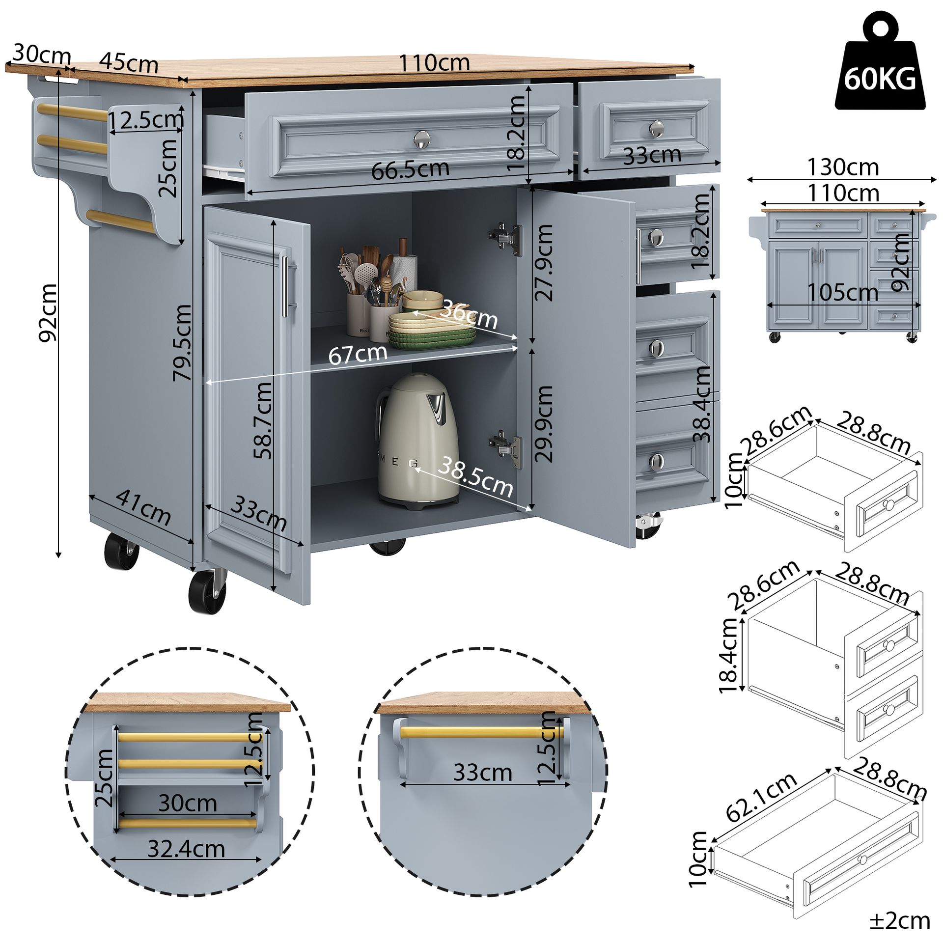 Couchtisch Aus Mdf In Blau 94.62 X 48.9 X 20.32 Cm Homaire