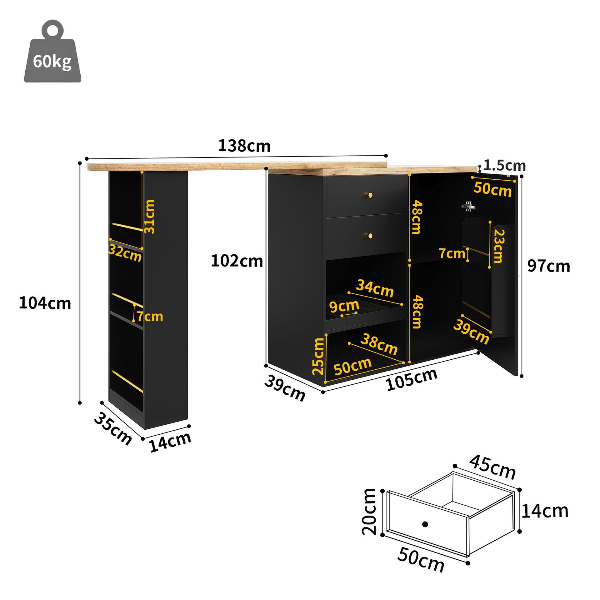 Couchtisch Aus Mdf In Schwarz 118.01 X 57 X 18.01 Cm Homaire