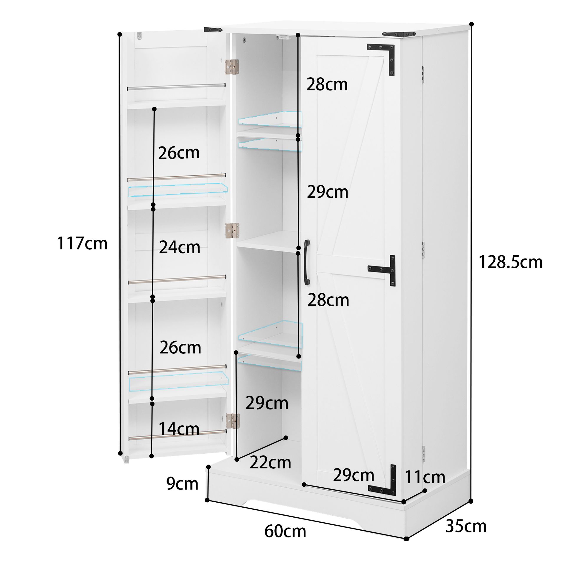 Möbelstück Aus Mdf In Weiß 134.62 X 44.45 X 15.88 Cm Homaire