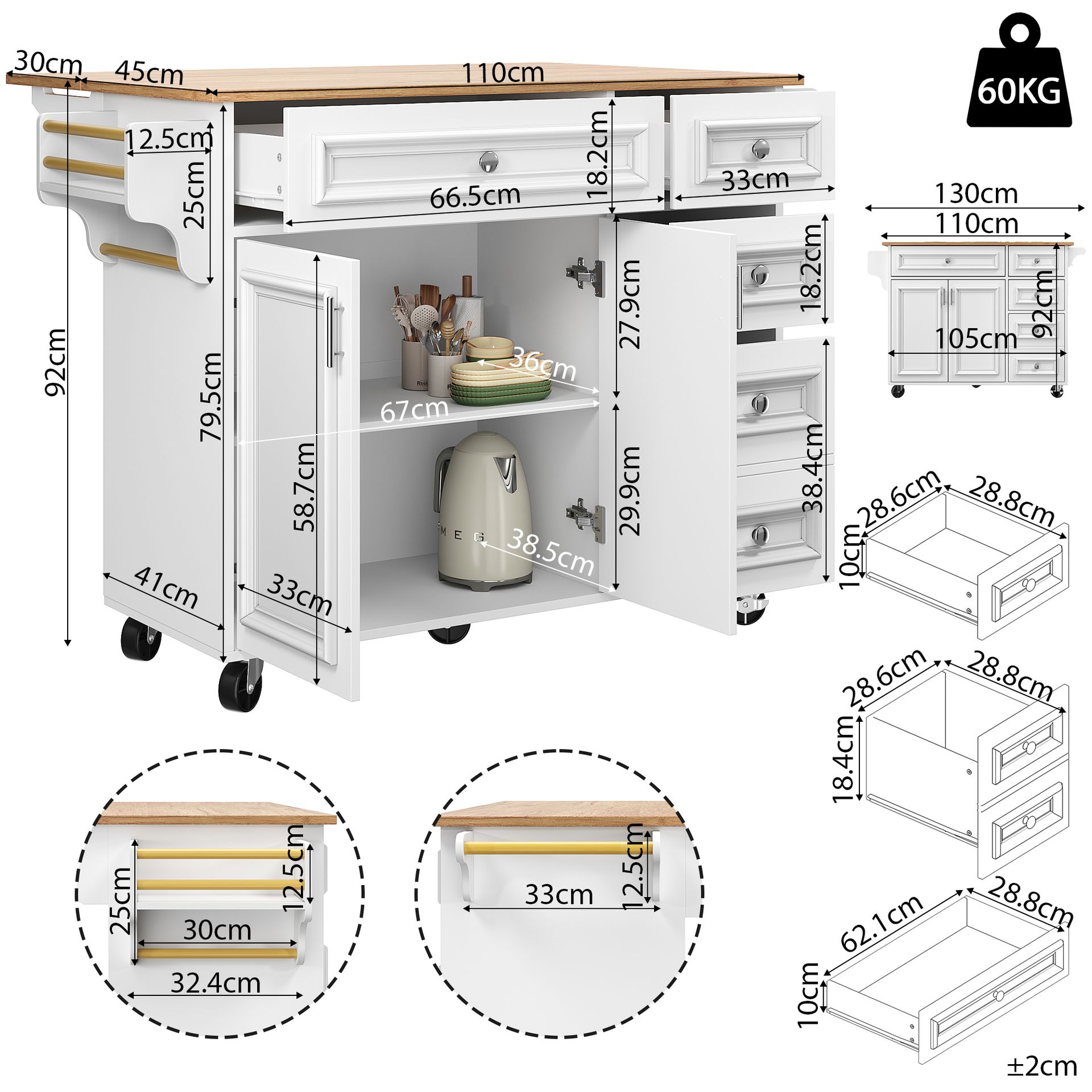 Couchtisch Aus Mdf In Weiß 125.1 X 52.71 X 15.88 Cm Homaire