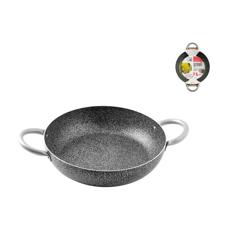 Tegame Family Stone Ø 40 Cm, Antihaftbeschichtet, Aluminium Mit 2 Edelstahlgriffen