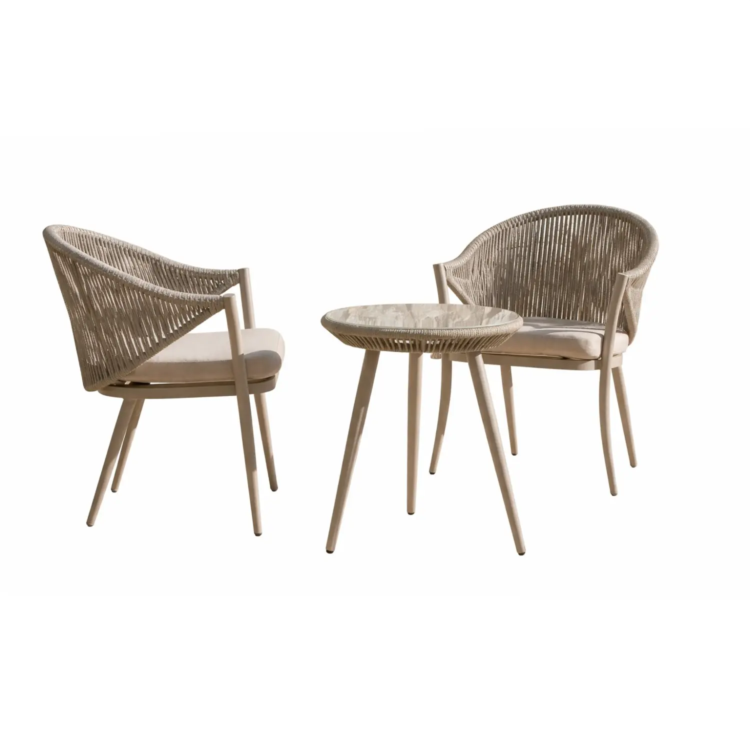 Gartenmöbelset Minosse Tortora Mit 2 Sesseln Und Rundem Tisch 82 X 60 X 60 Cm, 62 X 51 Cm
