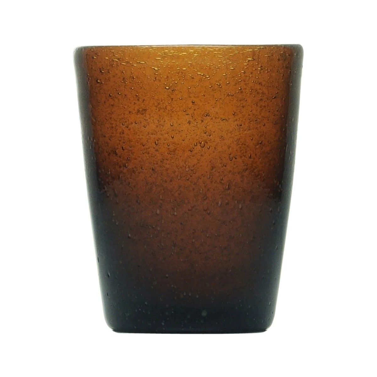 Tumbler Aus Braunem Glas 0,25 L, Handgefertigt Mit Luftbläschen, 7,8 Cm Durchmesser, 10 Cm Hoch