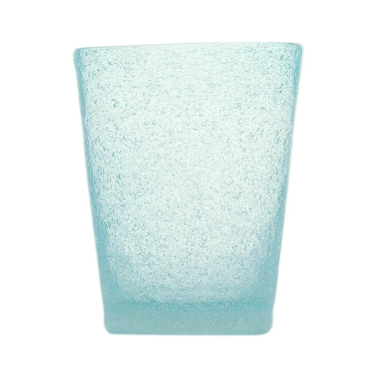 Tumbler Aus Handgearbeitetem, Lichtblauem Glas 7,8 Cm Durchmesser, 10 Cm Hoch, 0,25 L