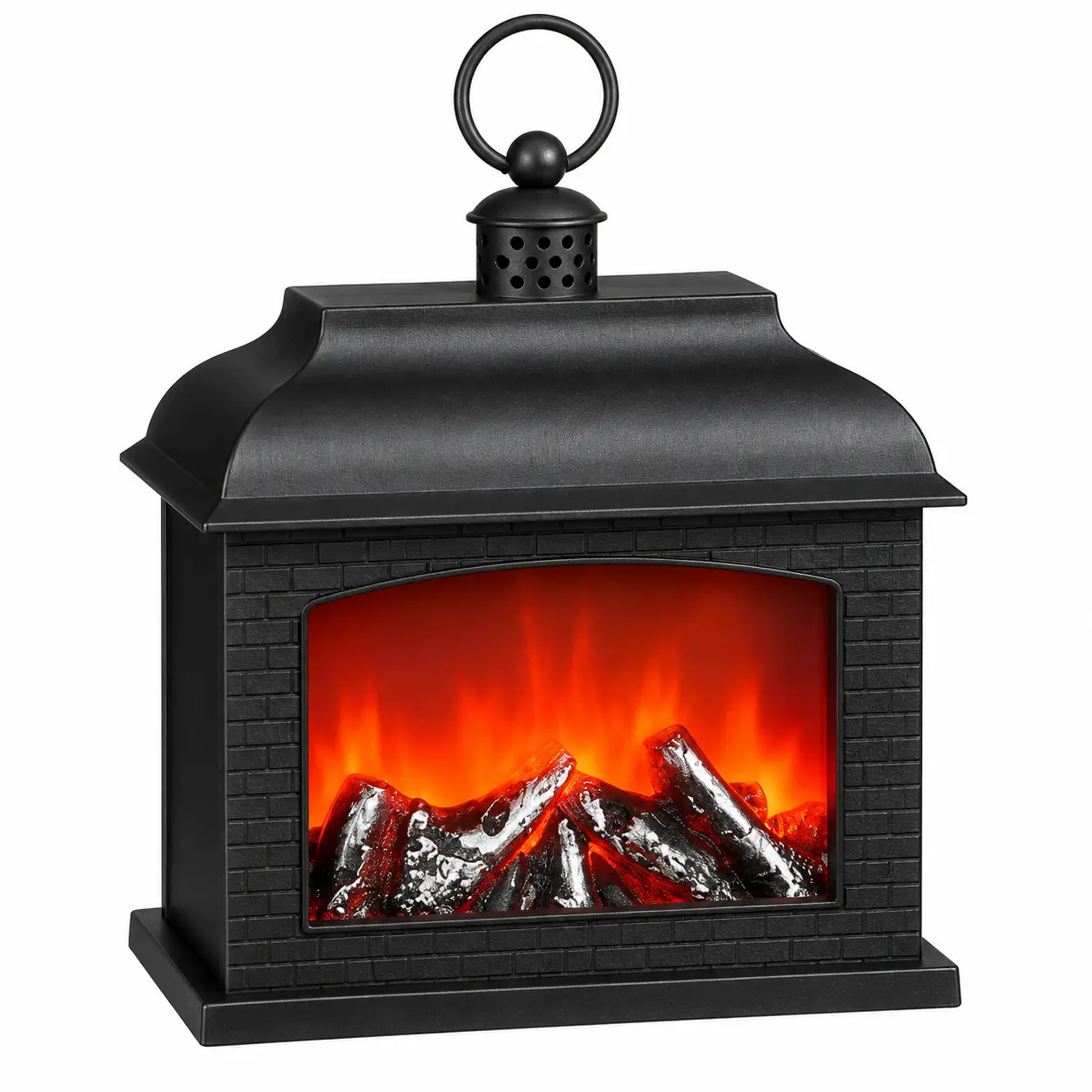 Schwarze Led-laterne Mit Kamin-effekt Und Timer L2