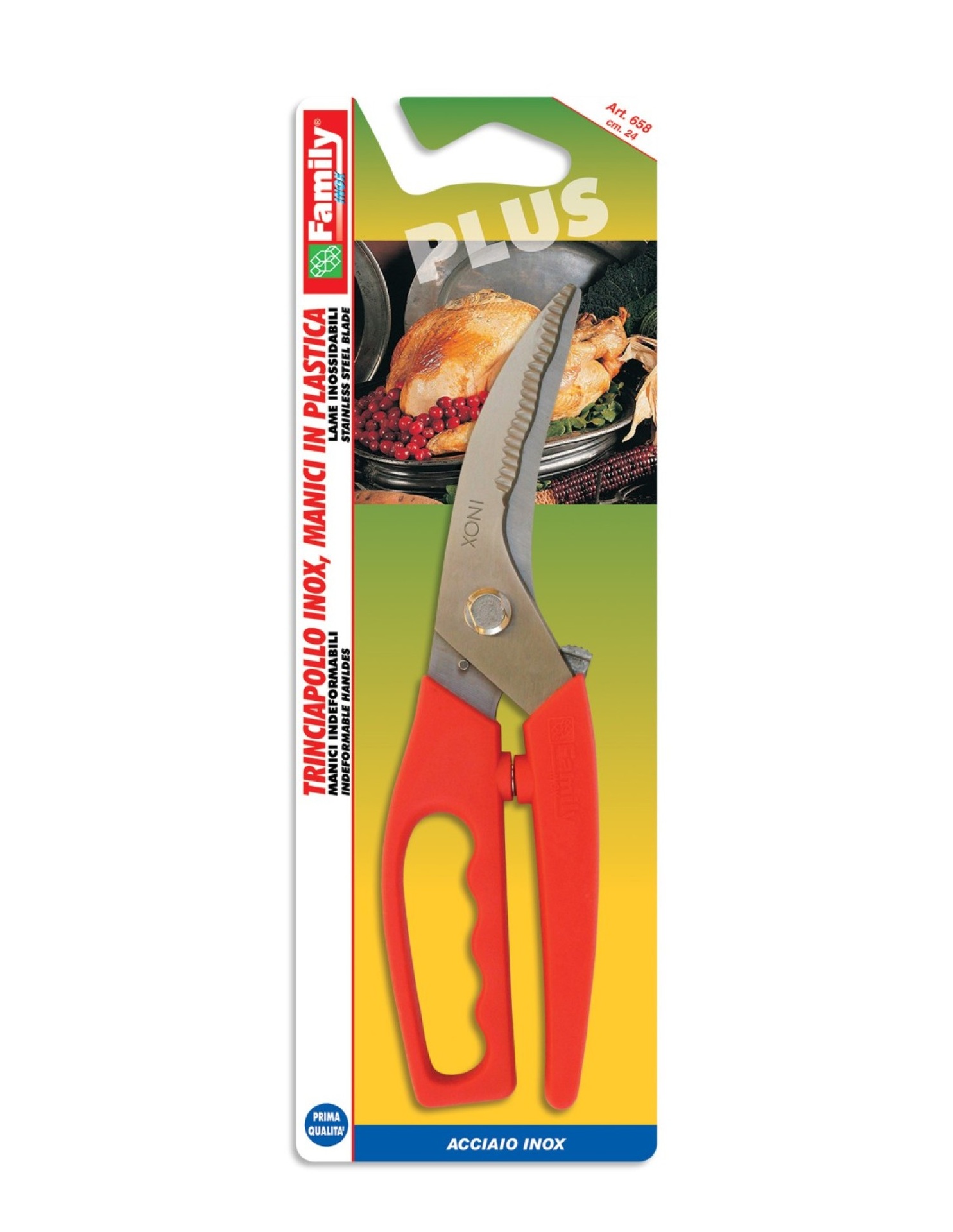 Trinciapollo Inox Family Plus 24 Cm Mit Roten Kunststoffgriffen