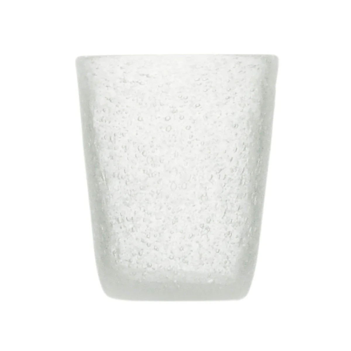 Tumbler Aus Handgefertigtem Glas, Weiß Transparent, 7,8 Cm Durchmesser, 10 Cm Hoch, 0,25 L