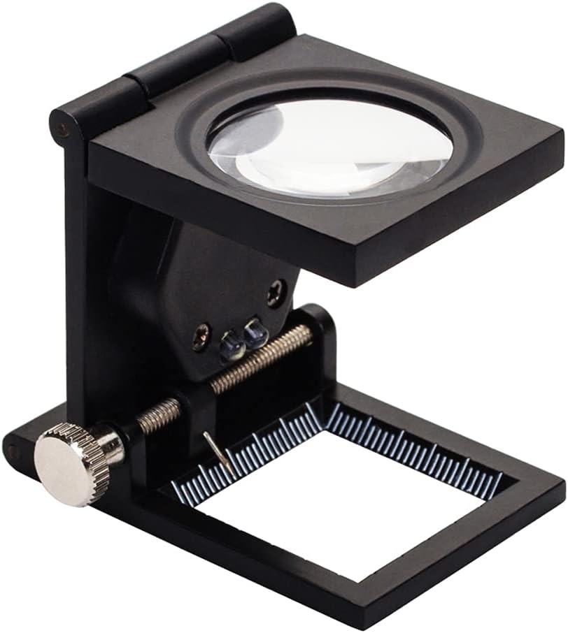 10-fache Led-tischlupe, Fadenzähler, Zinklegierung Und Faltbares Glas Mit 2 Led-licht, Skalen-leselupe, Große Linse Für Heimhandwerk, Schmuckwerkzeuge, Textilreparatur, Büro