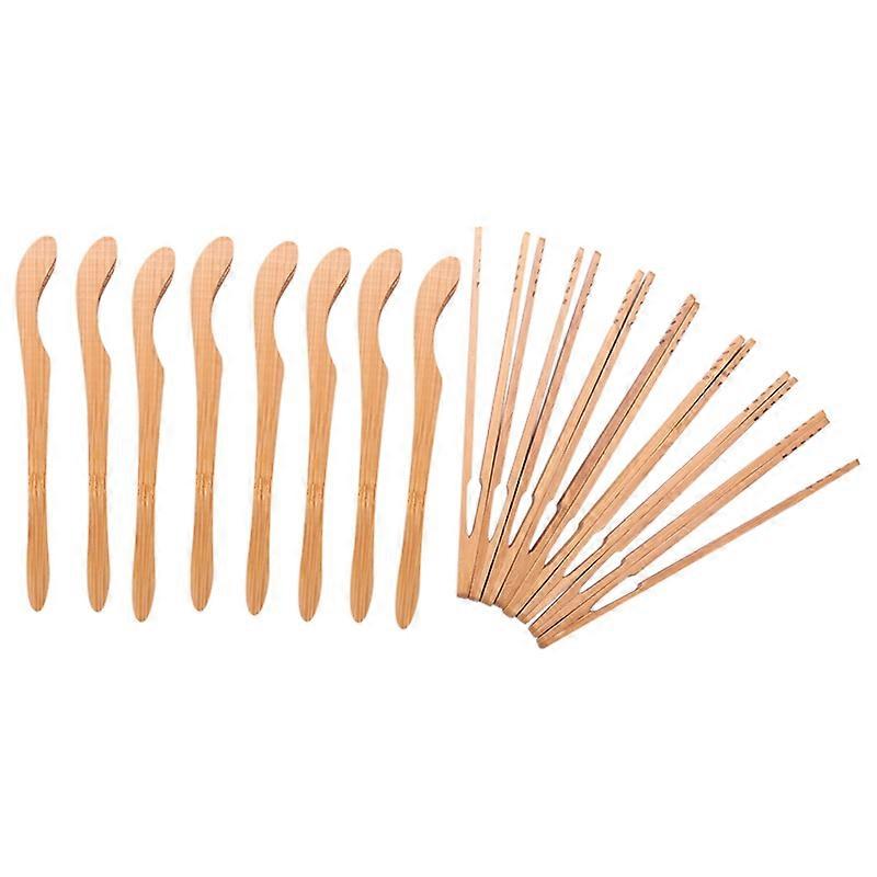 16-teiliges Bambus-toaster-set – 18 Cm Lange, Wiederverwendbare Holz-kochzange – Küchenutensil Für Käse Und Speck (holzfarbe)