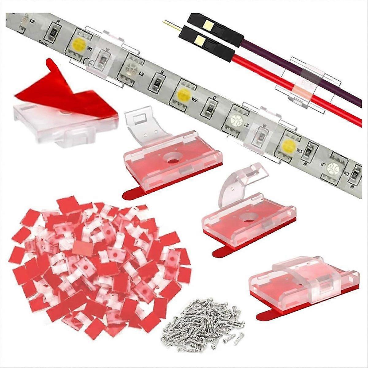 100 Stück Montageclips Für Led-lichtleisten Mit Selbstklebendem Klebeband + Schraubclips Für Die Innenbeleuchtung