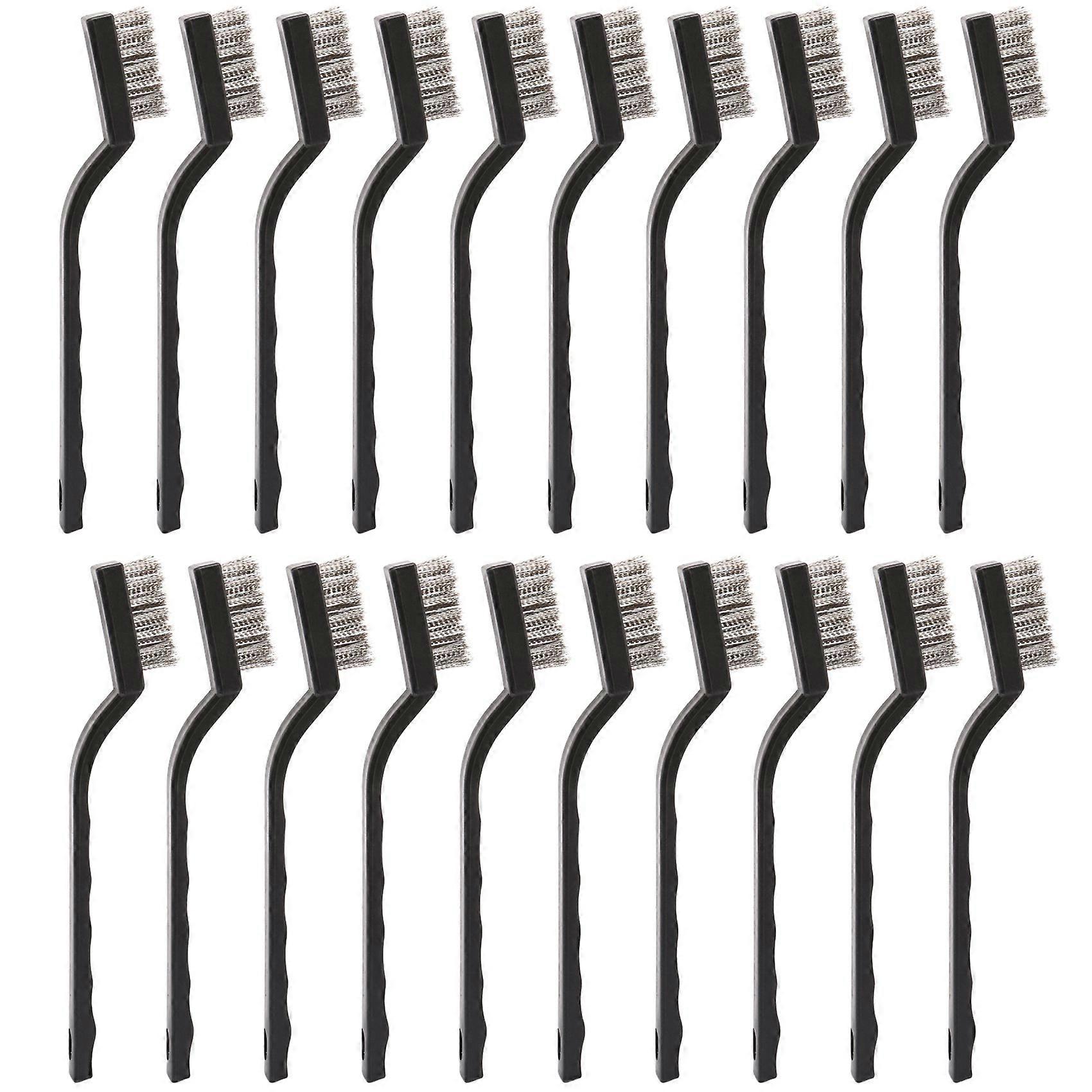 20-teiliges Mini-bürstenset Mit Edelstahl-drahtborsten Zur Reinigung Von Schweißschlacke, Flecken Und Rost (silberfarben) Silber & Schwarz