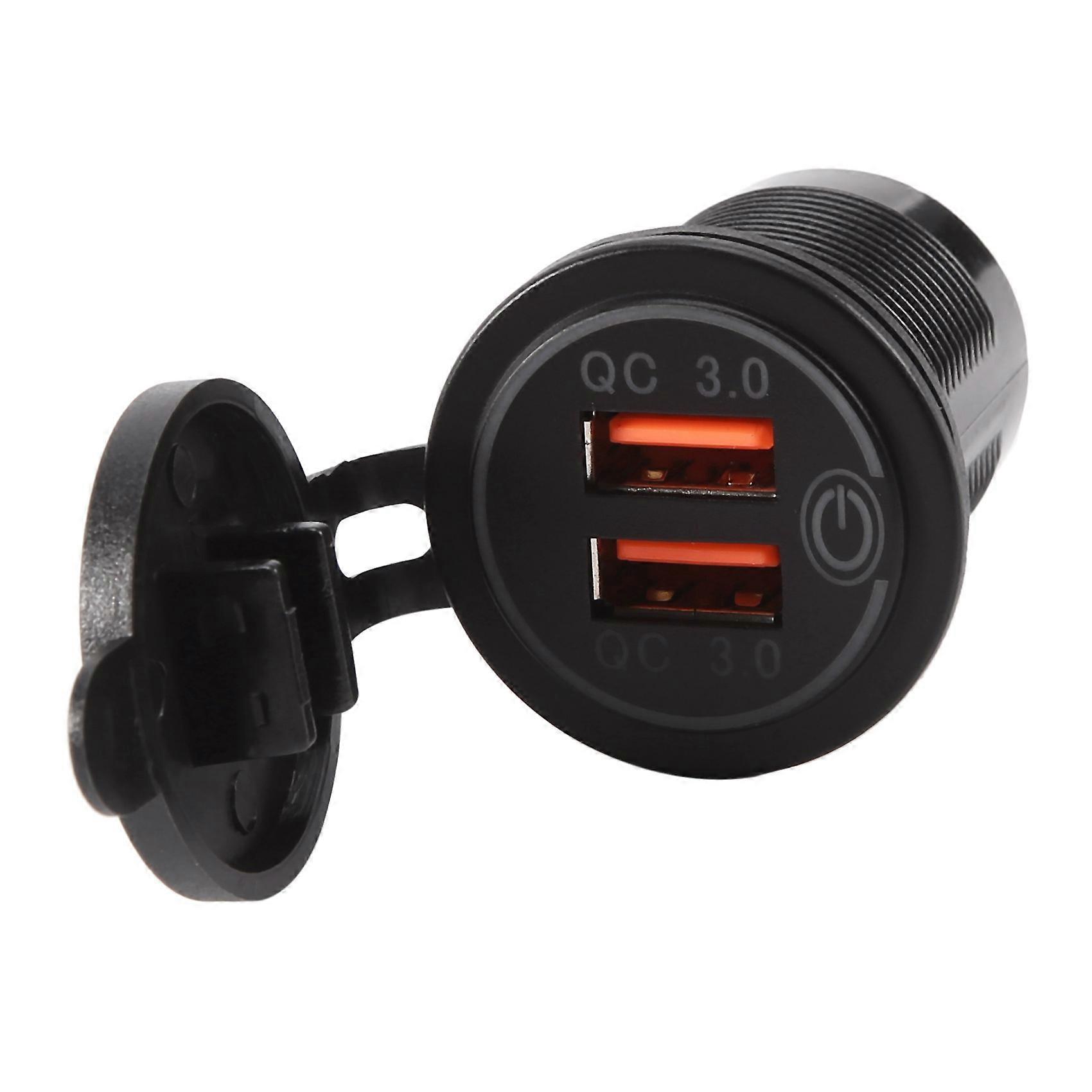 12v 36w Schnelllade-autoladegerät 3.0 Mit Zwei Usb-anschlüssen Und Schalter Für Boote, Motorräder, Lkws Und Limousinen (orange/schwarz & Orange Light)