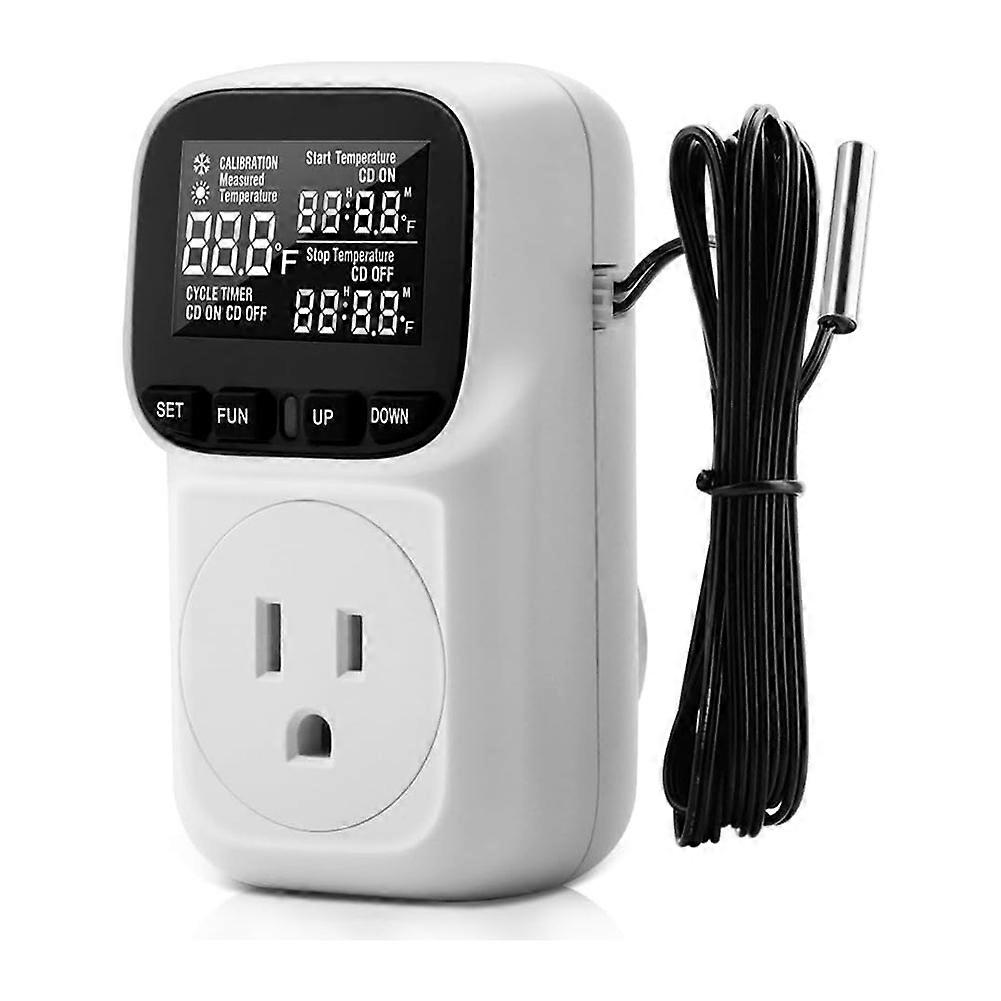 Digitales Steckdosenthermostat, 120 V, Heizungs-/kühlregelung, 110 V, 15 A, Anzeige In Celsius Und Fahrenheit, Für Gewächshäuser (us-stecker).