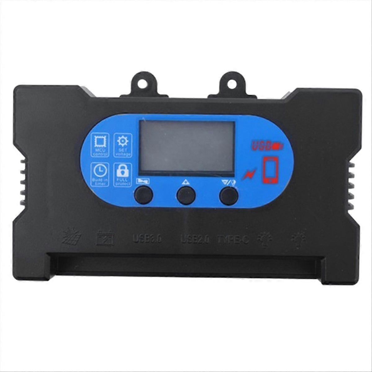 100a Solar-laderegler Pwm-panel-regler Solarpanel-batterieregler Mit Zwei Usb-schnellladeanschlüssen (c) Schwarz Blau