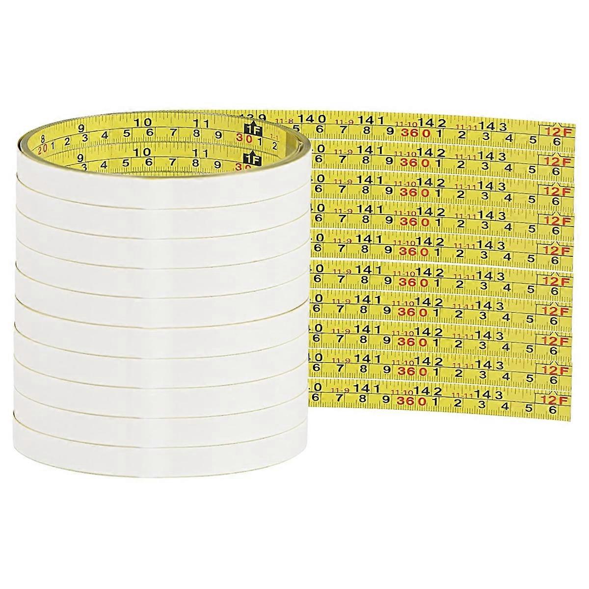 10er-pack Selbstklebendes Maßband, Klebeband-maßband Zum Aufkleben (12 Fuß, Gelb)