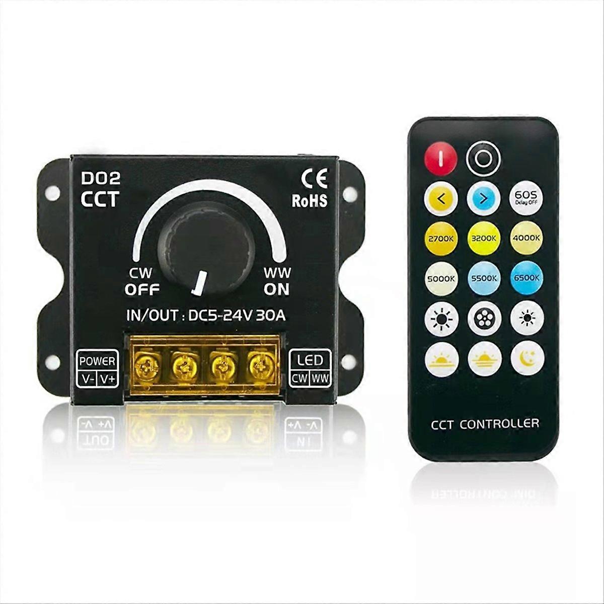 Kabelloser 30-a-drehknopfdimmer, Rf-dimmer Mit Zwei Farben, Drehknopfregler Für Die Farbtemperatur