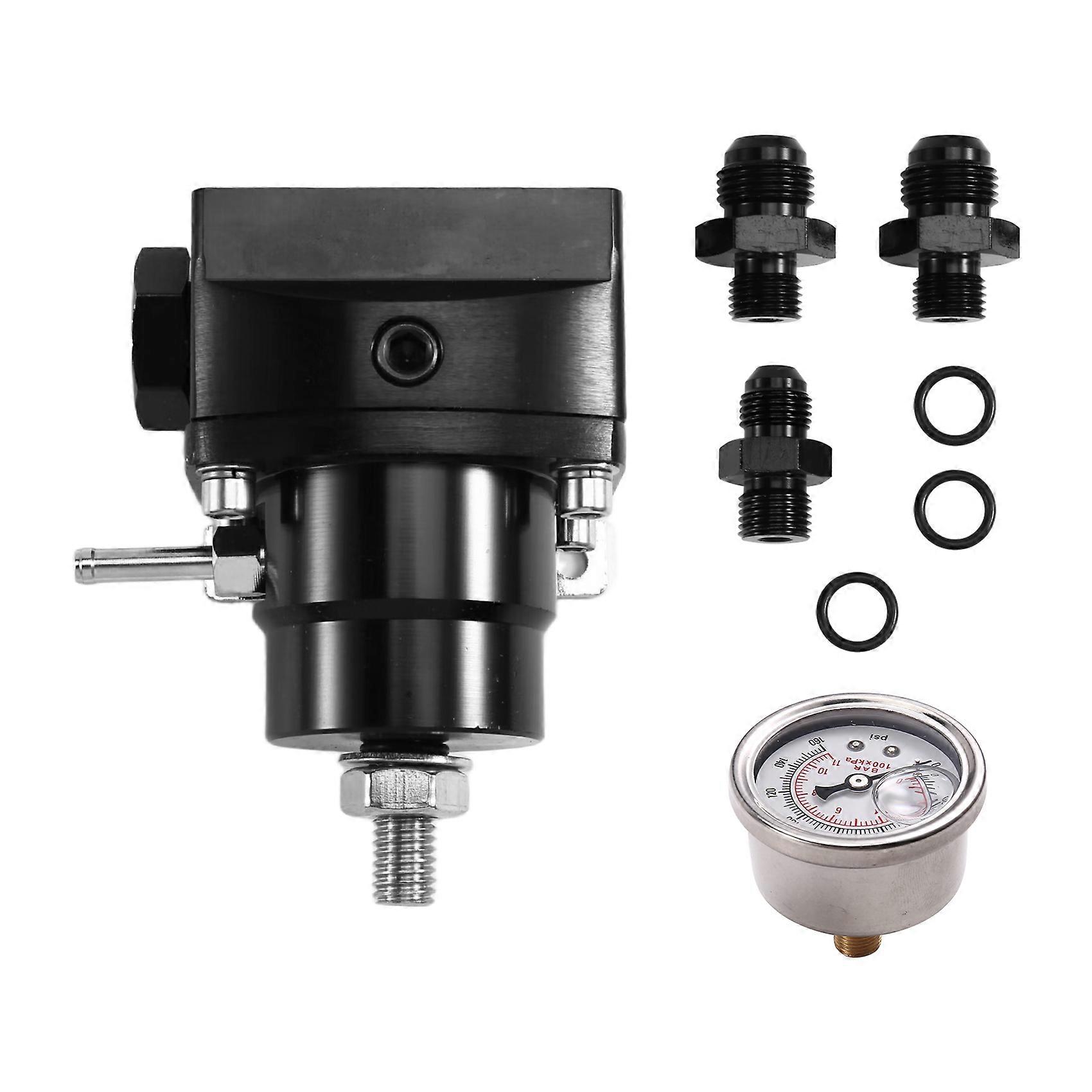 An8 Kraftstoffeinspritzregler Mit Ladedruckanzeige, Kraftstoffdruckregler-kit, Hochdruck-kraftstoffregler, Schwarz & Silber