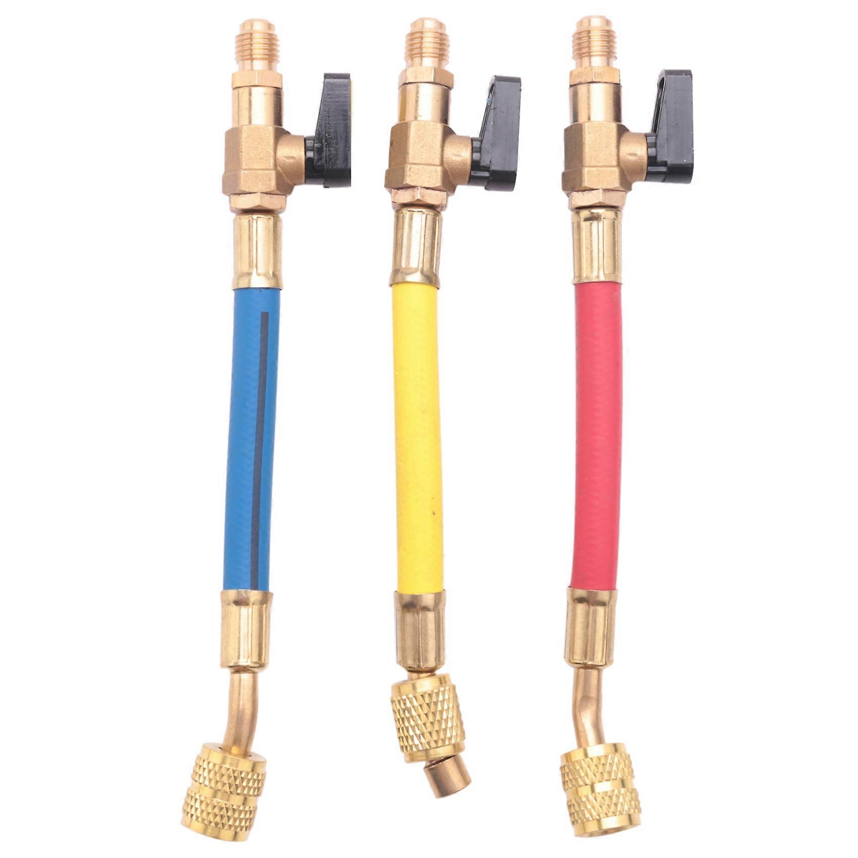 3-teiliges Set Mit Manometer Für Klimaanlagen (r134a, R410a, R22, R12) – 800 Psi – Hochdruck-befüllschlauch (rot, Gelb, Blau)