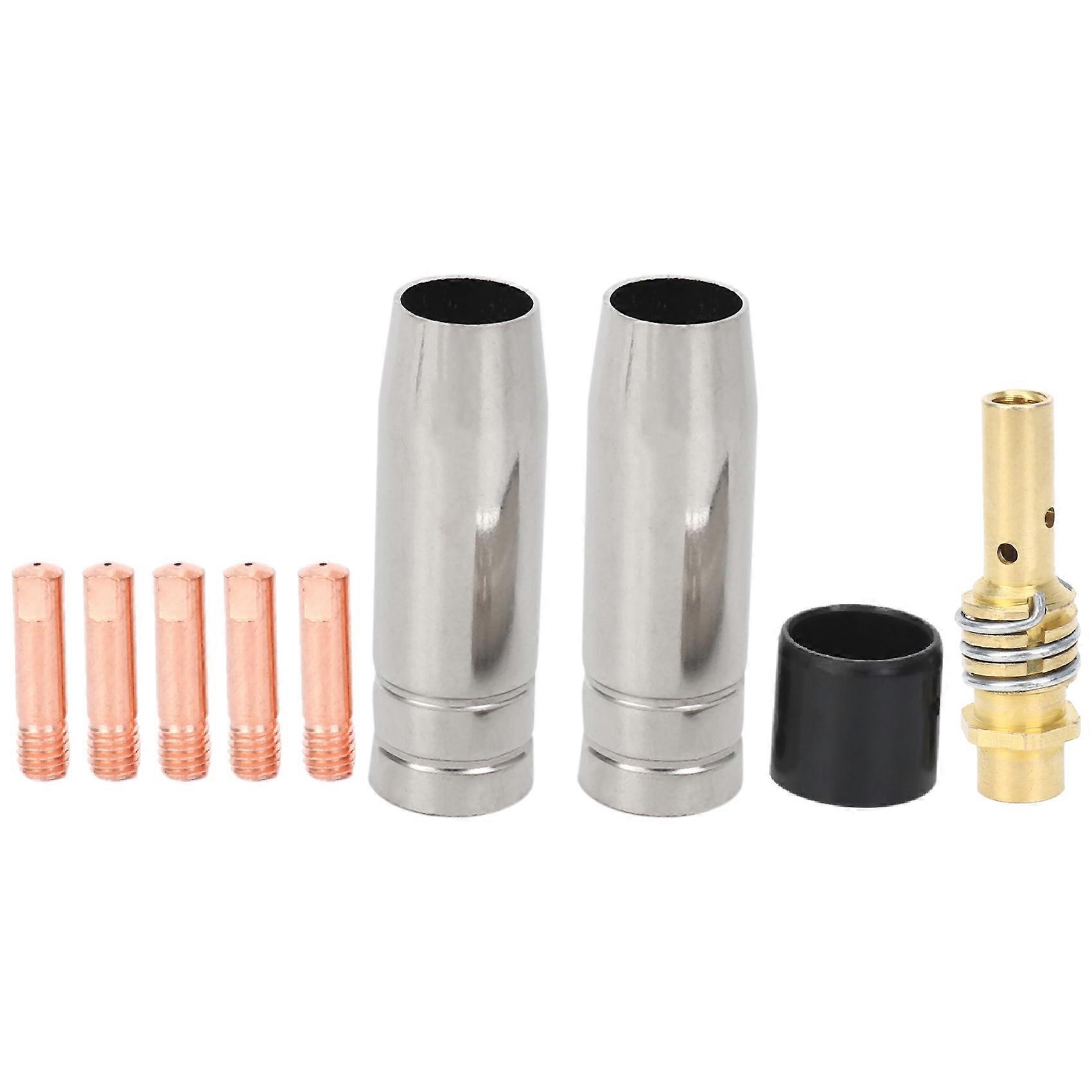 9-teiliges Set 15ak Mig/mag-schweißdüsen-kontaktspitzen 0,8 X 25 Mm M6 Gasanschlusshalter-set Ad068+