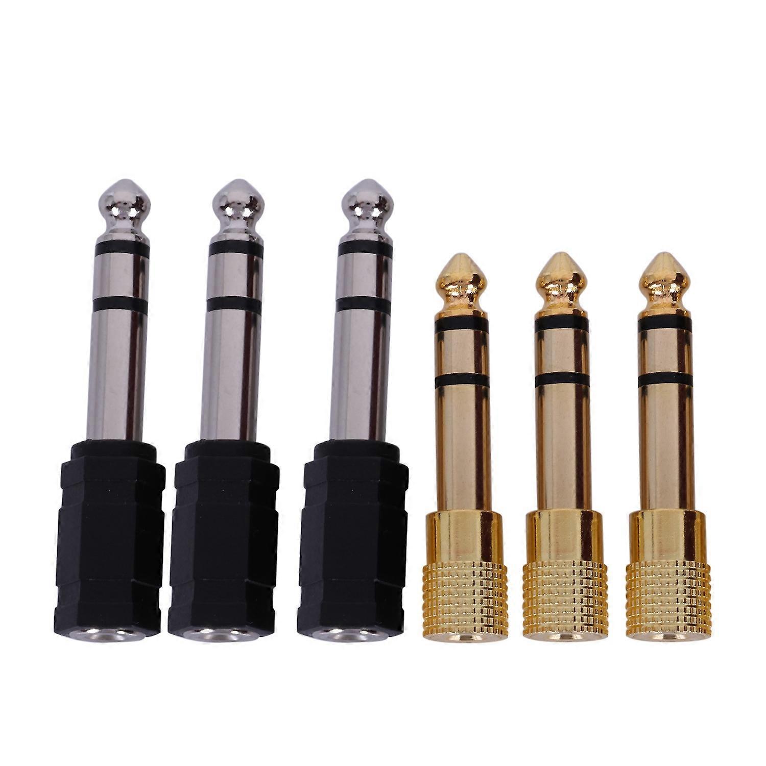 6-teiliger Kopfhöreradapter, 6,35 Mm (1/4 Zoll) Stecker Auf 3,5 Mm (1/8 Zoll) Buchse, Stereo-audio-kopfhöreranschlussadapter, Schwarz/vergoldet (gold+schwarz)