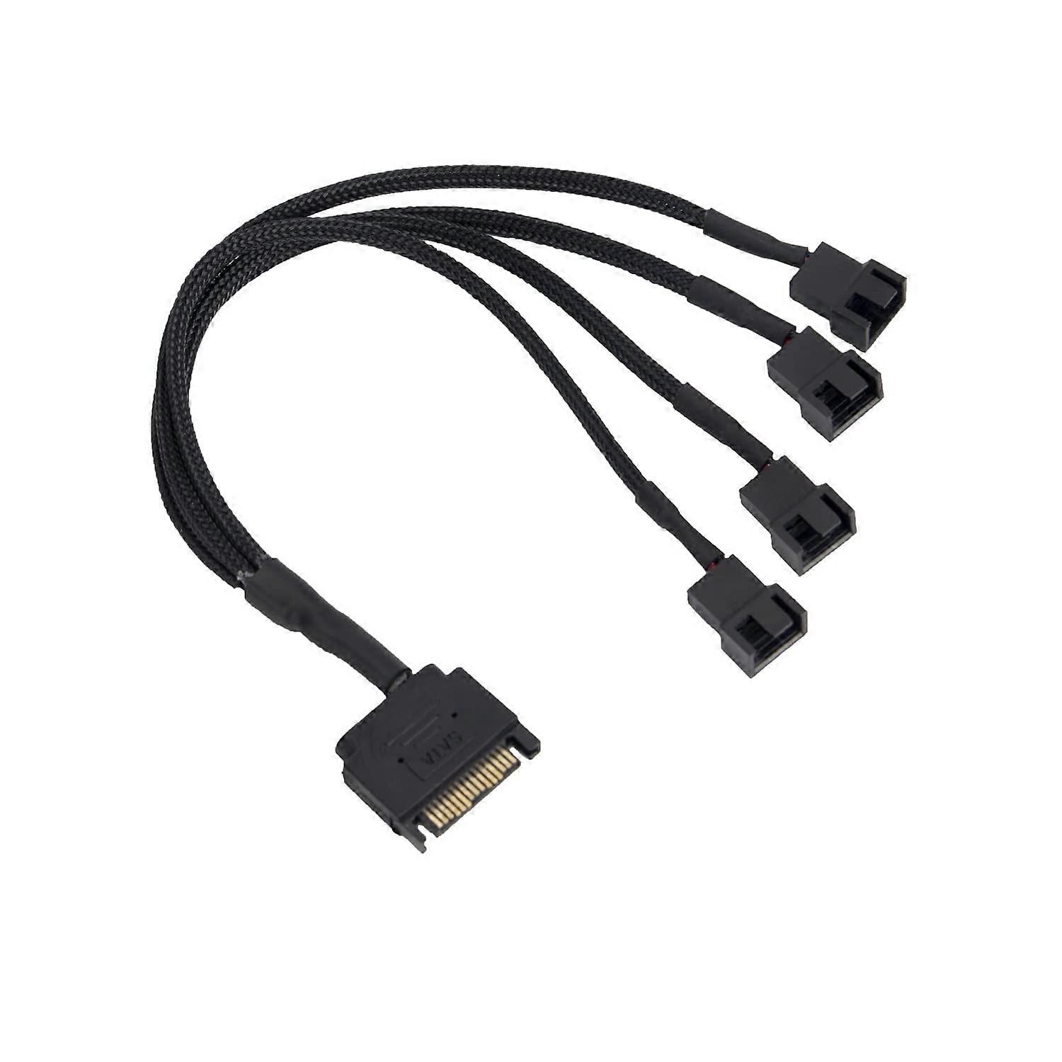 Lüfteradapterkabel, 15-polig Sata Auf 4 X 3-polig / 4-polig Pwm 12v Pc-gehäuselüfter-stromadapterkabel