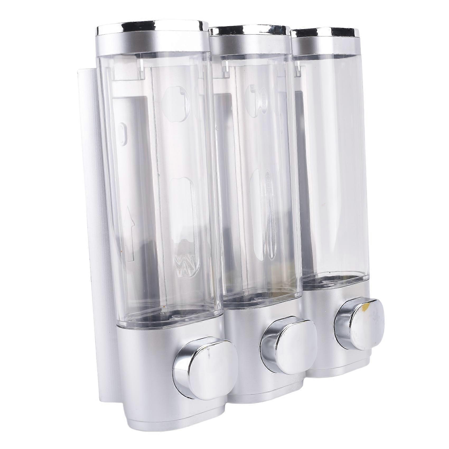 3-in-1 Wandmontierter Duschpumpenspender Und Organizer Für Badezimmer – Geeignet Für Shampoo, Spülung Usw. – Silber, Transparent