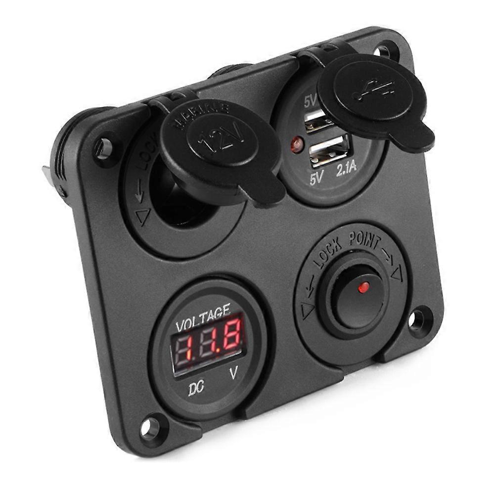 Dc 12v-24v Kfz-boot-steckdose Mit Zwei Usb-ladegeräten, Voltmeter Und Schalter Für Fahrzeuge, Autos, Boote, Wohnmobile Und Wohnwagen