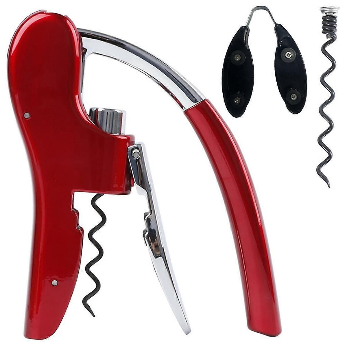 Weinflaschenöffner Aus Edelstahl, Vertikaler Hebelkorkenzieher Mit Integriertem Folienschneider, Manua Red