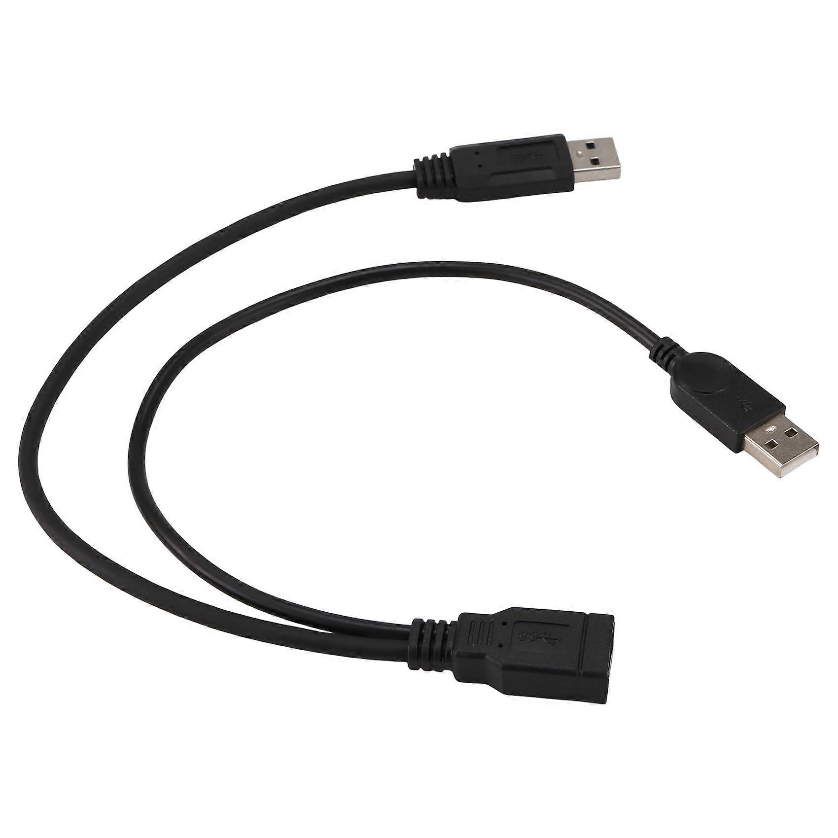 Schwarzes Usb 3.0-buchse Auf Zwei Usb-stecker Y-verlängerungskabel Mit Zusätzlicher Stromversorgung Und Datenanschluss Für 2,5-zoll-festplatten