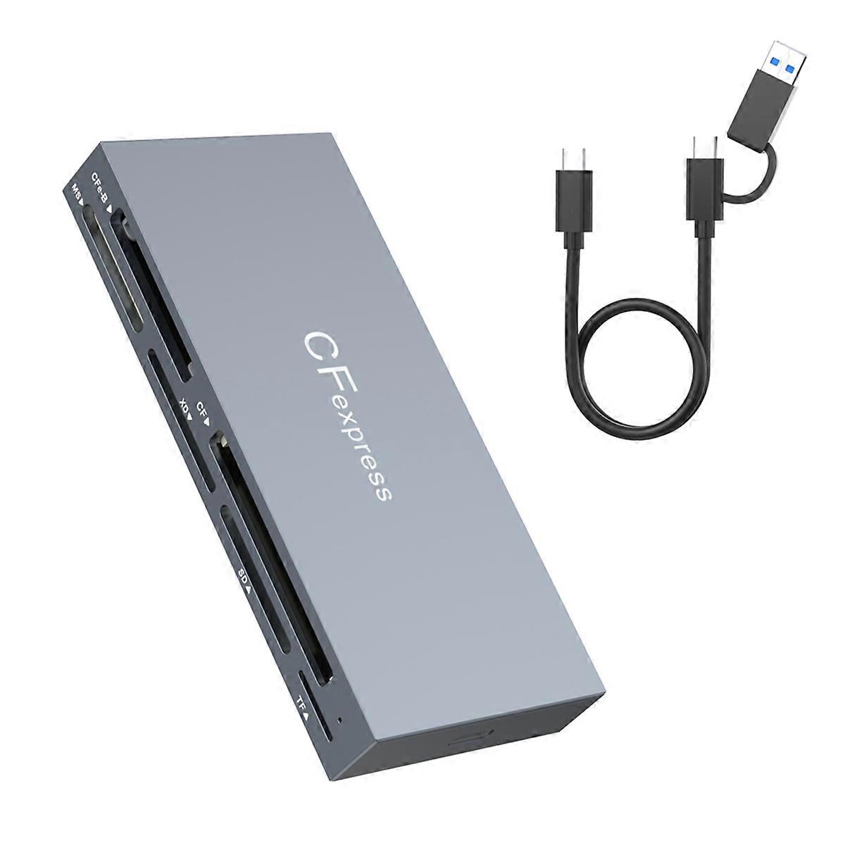6-in-1 Cfexpress Typ B Kartenleser Für Cfexpress Typ B/sd/tf/xd/ms, Usb 3.2 Gen 2 10 Gbit/s Cfexpress Silber/grau