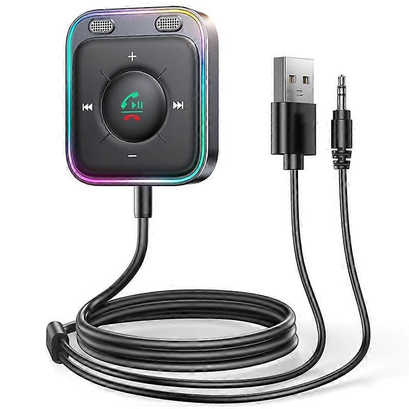 Bluetooth 5.3 Aux-kfz-adapter Mit Zwei Mikrofonen Und Geräuschunterdrückung, Sender, Freisprecheinrichtung Und Drahtlosem Empfänger