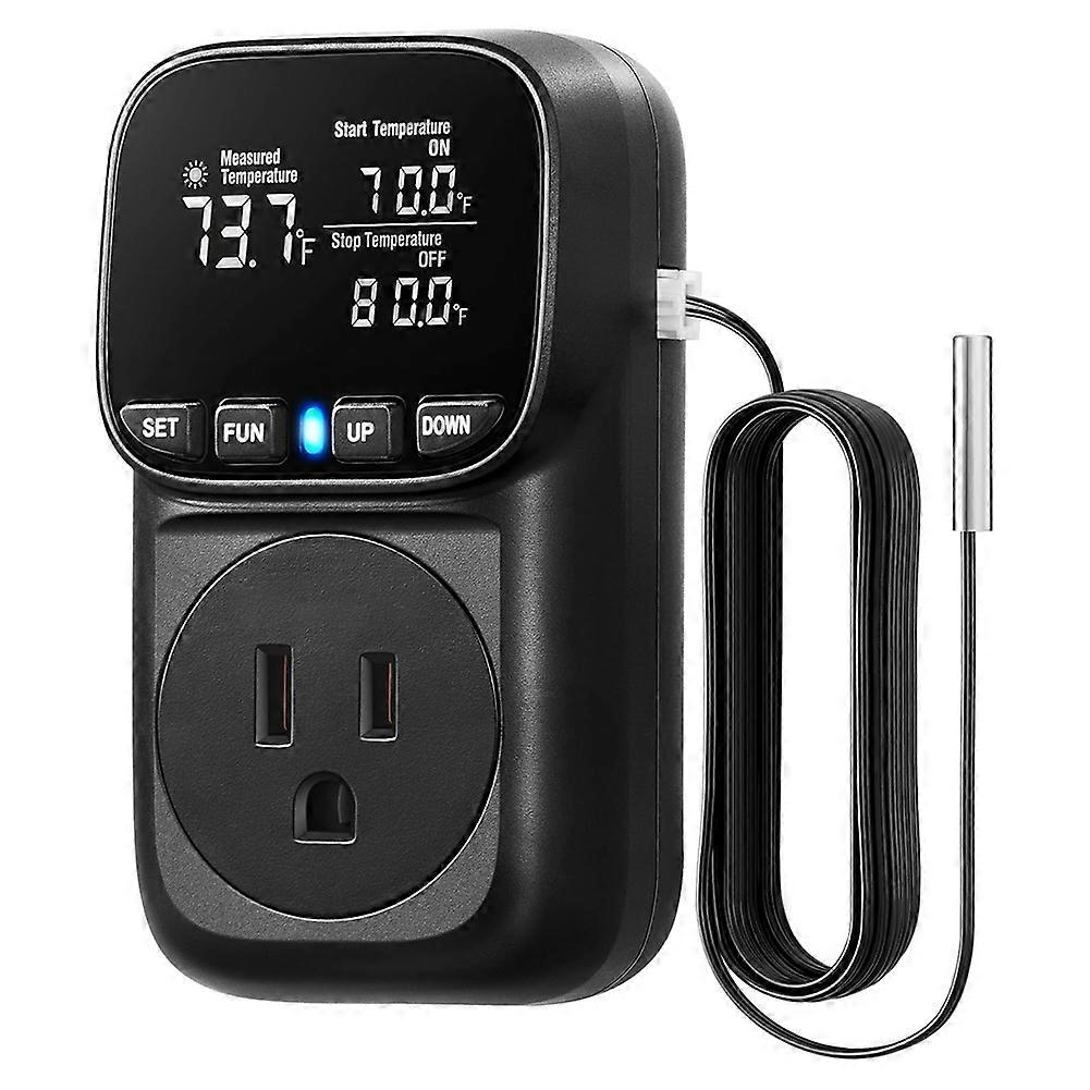 Digitaler Temperaturregler, 15 A/1800 W Thermostat-steckdosenstecker, Va-display, Heiz-/kühlsteuerung, Timer, Us-stecker