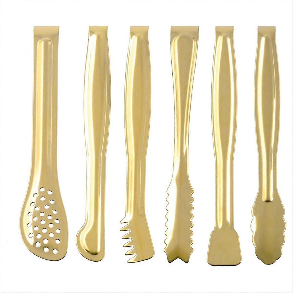 6-teiliges Set Mit Speisezangen, Brotzangen, Grillzangen Und Buffetzangen, Küchenzubehör Gold