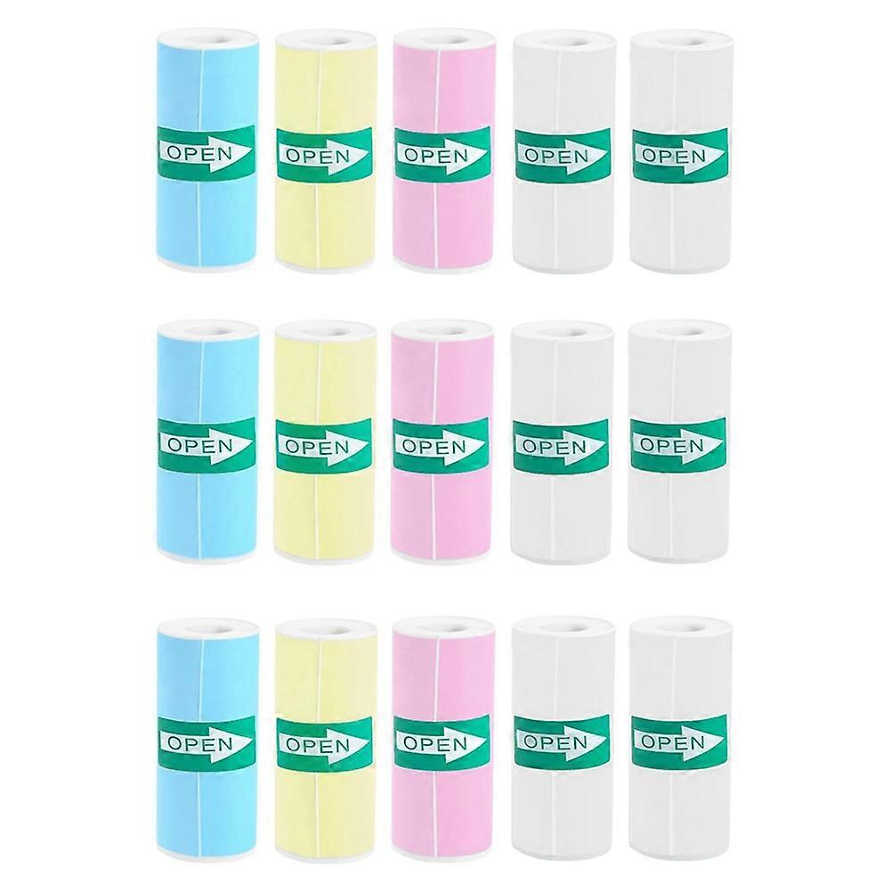 15 Rollen Thermostickerpapier Für Mini-drucker, 9 Farbige Und 6 Weiße Mini-drucker-stickerpapier