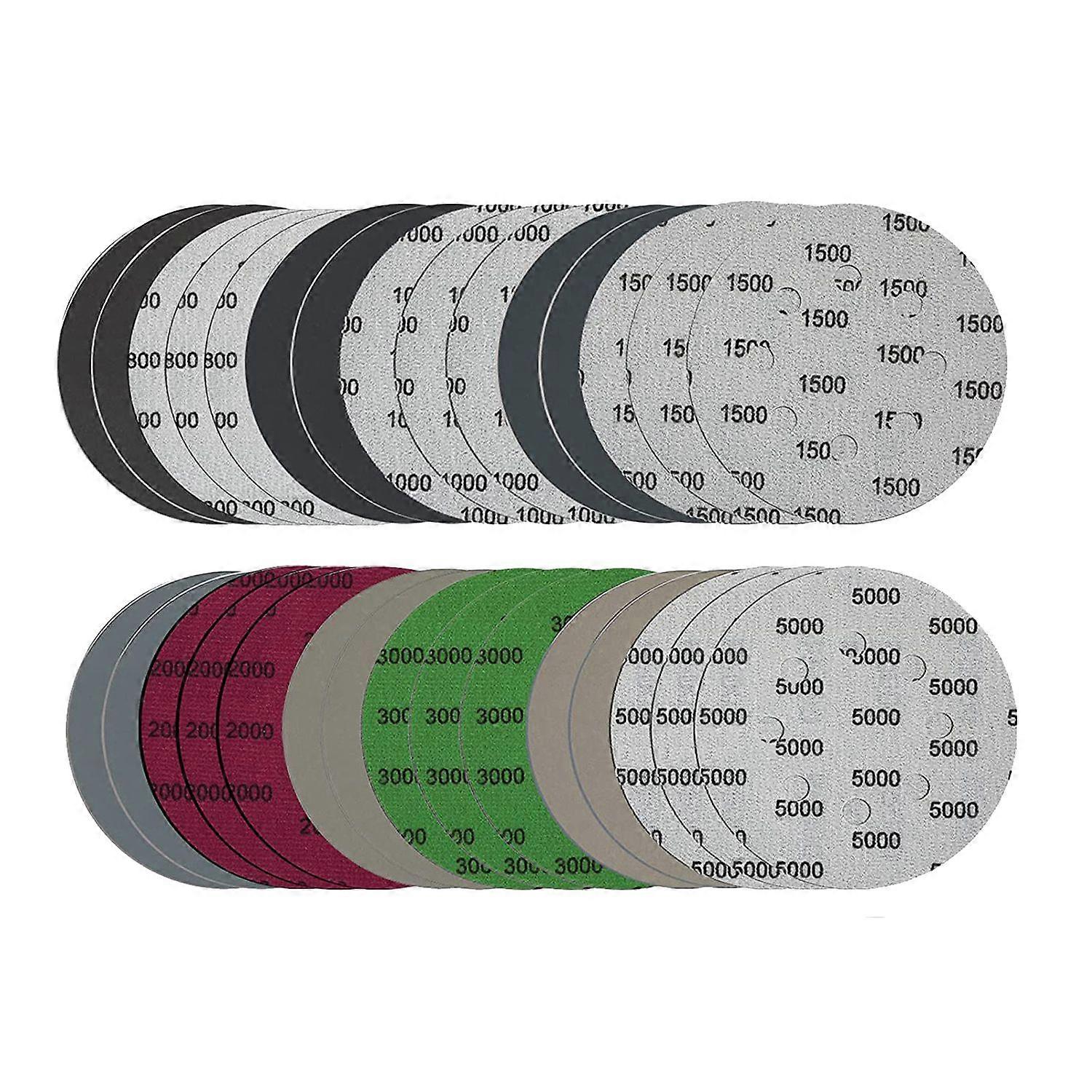 30-teiliges Set Aus 5-zoll-schleifscheiben, Klettverschluss, 5-zoll-kombination Mit 8 Löchern (800/1000/1500/2000/3000/5000), S-mix